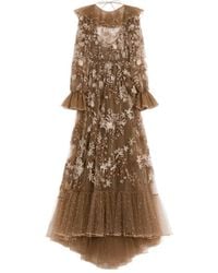 Valentino - Embroidered Tulle Long Dress - Lyst