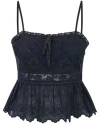 LoveShackFancy - Rowina Lace Peplum Top - Lyst