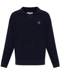 Maison Kitsuné - Maison Kitsuné Fox Head Ribbed Polo Jumper - Lyst