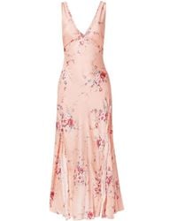 LoveShackFancy - Kendall Ruffled Floral-Print Silk-Satin Maxi Dress - Lyst