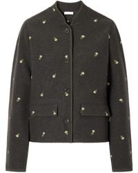 Rier - Floral-Embroidered Felted Wool-Fleece Jacket - Lyst