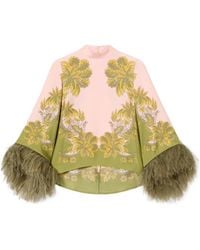 La DoubleJ - La Doublej Feather-Trim Printed Top - Lyst