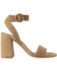 Gianvito Rossi - Suede And Raffia Sandals - Lyst