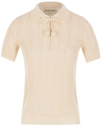 Valentino - Pompom Detailed Knitted Polo Top - Lyst