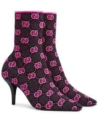 Gucci - Gg Knitted Ankle Boots - Lyst