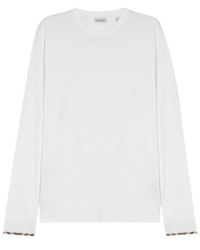 Burberry - Long-Sleeve Check Trim Cotton Top - Lyst