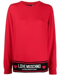 Moschino - Logo Inlaid Densely Woven Pullover - Lyst
