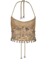 Rabanne - Halterneck Embellished Crochet Top - Lyst