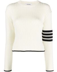 Thom Browne - 4-Bar Stripes Crewneck Cable-Knitted Jumper - Lyst