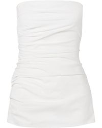 Proenza Schouler - Lena Strapless Gathered Cotton-Blend Poplin Top - Lyst
