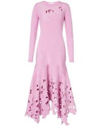 Oscar de la Renta - Floral Embroidered Midi Dress - Lyst