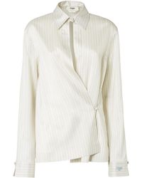 Fendi - Striped Asymmetric Long-Sleeved Shirt - Lyst