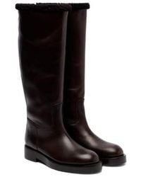 Paris Texas - Shearling-Trimmed Leather Knee-High Boots - Lyst