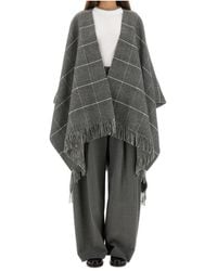 Brunello Cucinelli - Reversible Fringed Poncho - Lyst