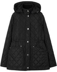 Burberry - Diamond-Quilted Drawstring Waist Hooded Jacket - Lyst