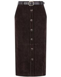 Self-Portrait - Button Detailed Belted Midi Skirt - Lyst