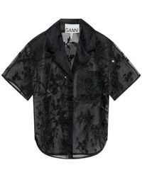 Ganni - Embellished Organza Shirt - Lyst