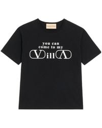 Valentino - Cotton Jersey T-Shirt With You Can Come To My Villa Print - Lyst