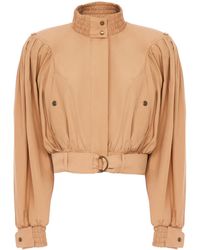 Chloé - Chloé Ruched Detail High Neck Jacket - Lyst