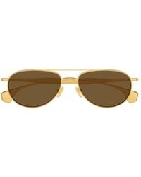 Bottega Veneta - Eyewear Fin Aviator Frame Sunglasses - Lyst