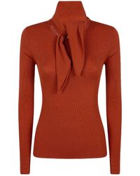 P.A.R.O.S.H. - P.A.R.O..H. Long Tie-Neck Knitted Sweater - Lyst