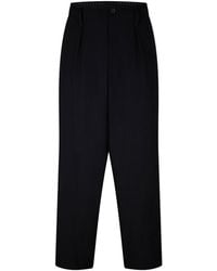 Yohji Yamamoto - Pleated Tapered Cropped Trousers - Lyst