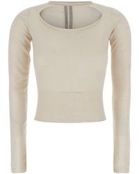 Rick Owens - Cut-Out Cropped Knitted Sweater - Lyst