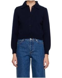 A.P.C. - Collared Wool Knit Cardigan - Lyst