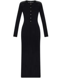 Versace - Lace-Insert Button-Front Midi Dress - Lyst