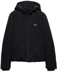 Prada - Logo Plaque Zip-Up Hooded Jacket - Lyst