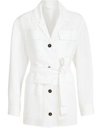 Brunello Cucinelli - Viscose And Linen Fluid Twill Safari Jacket With Monili - Lyst