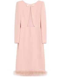 Valentino - Cady Couture Midi Dress With Feathers - Lyst