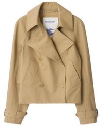 Burberry - Cropped Cotton Trench Jacket - Lyst