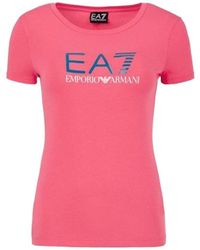 EA7 - T-Shirt With Round Neck And Short Sleeves - Lyst