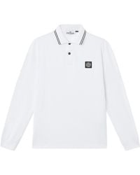 Stone Island - Slim Fit Long Sleeve Polo Shirt With Compass Patch - Lyst