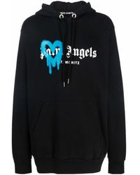 Palm Angels - St Moritz Heart Spray Cotton Hoodie - Lyst