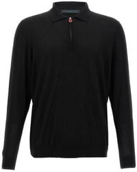 Kiton - Long Sleeved Zipped Knitted Polo Shirt - Lyst