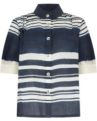 Veronica Beard - Striped Short-Sleeve Shirt - Lyst