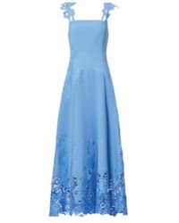 Oscar de la Renta - Porcelain Wool-Blend Guipure Midi Dress - Lyst