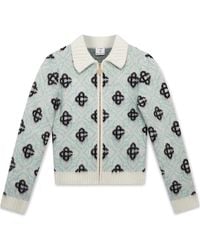 CASABLANCA - Monogram-Pattern Zip-Up Cardigan - Lyst