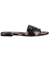Dolce & Gabbana - Rose Printed Flat Slippers - Lyst