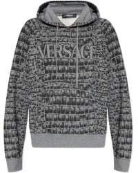 Versace - Logo-Printed Drawstring Hoodie - Lyst