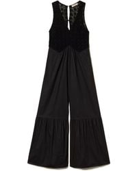 Twinset - V-Neck Long Poplin Jumpsuit - Lyst