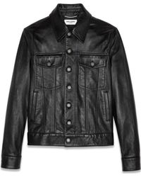 Saint Laurent - Leather Jacket With Adjustable Waist - Lyst