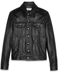 Saint Laurent - Leather Jacket With Adjustable Waist - Lyst