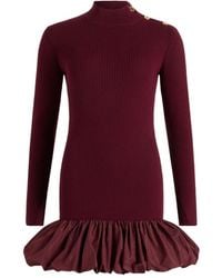 Patou - Ribbed Button-Detailed Mini Dress - Lyst