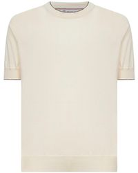Brunello Cucinelli - Short Sleeved Ribbed Jumper - Lyst