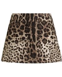 Dolce & Gabbana - Leo-Print Brocade Mini Skirt - Lyst