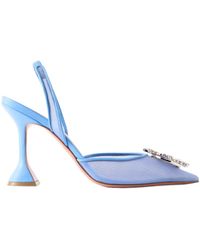 AMINA MUADDI - Leather-Trimmed Crystal-Embellished Mesh Slingback Pumps - Lyst
