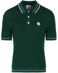 CASABLANCA - Logo Patch Crochet Polo Shirt - Lyst